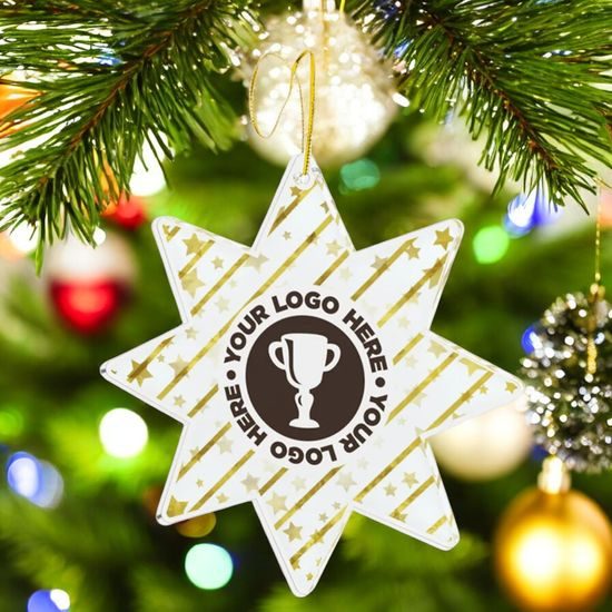 Festive Star Logo Custom Made Printed Bauble