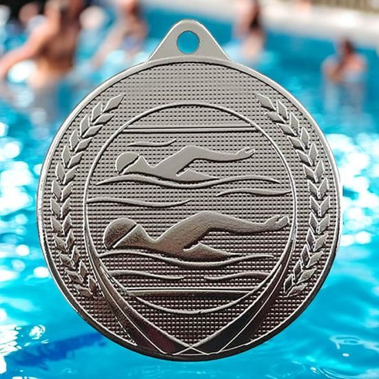 Champion Embossed Swimming Silver Medal