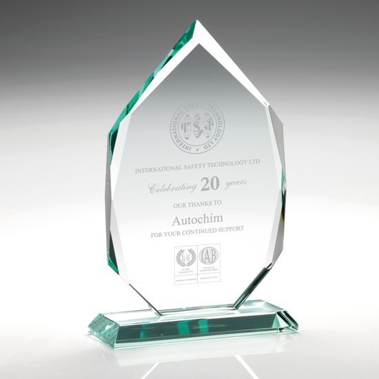 Zeta Jade Glass Engraved Award in Wooden Case