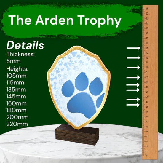 Arden Paw Print Real Wood Shield Trophy