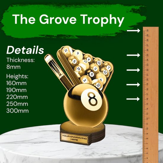 Grove Classic Pool Real Wood Trophy