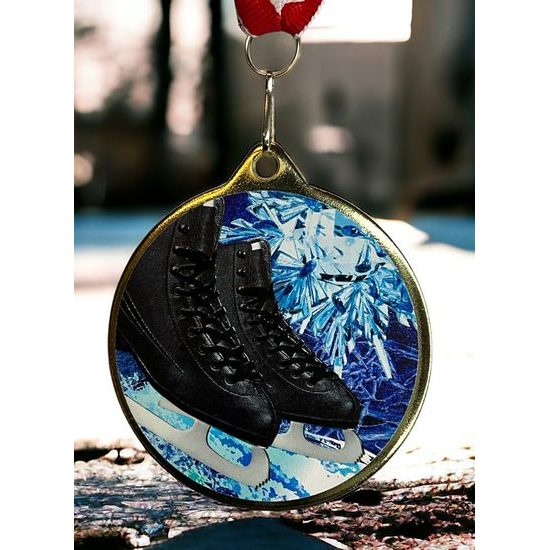 Hercules Texture Print Black Ice Skates Medal
