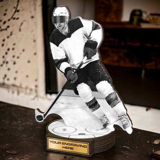 Grove Classic Ice Hockey Player Real Wood Trophy