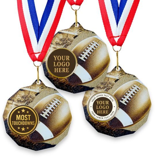 Dodeca American Football Stainless Steel Logo Insert Medal