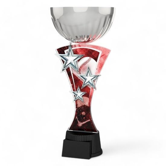 Triple Star Baseball Silver Trophy Cup