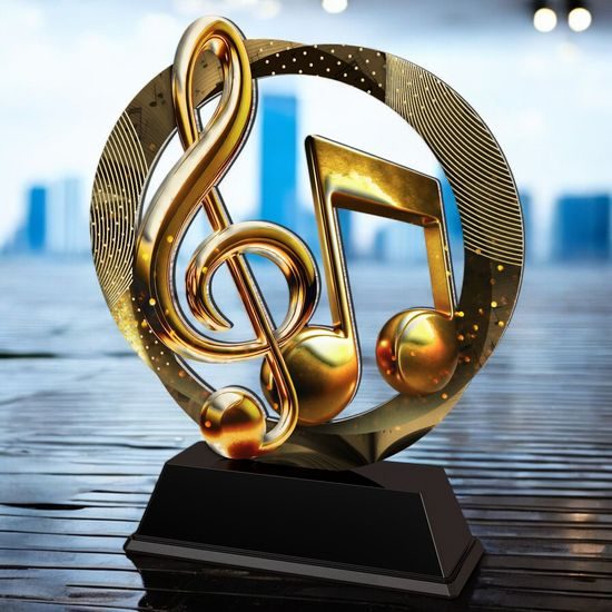 Onyx Stainless Steel Music Note Trophy