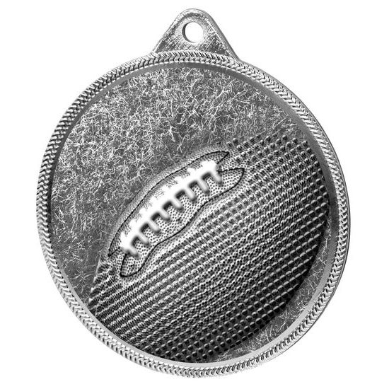 Gridiron Football Classic Texture 3D Print Silver Medal