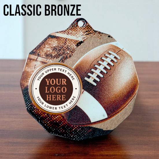 Dodeca American Football Stainless Steel Logo Insert Medal
