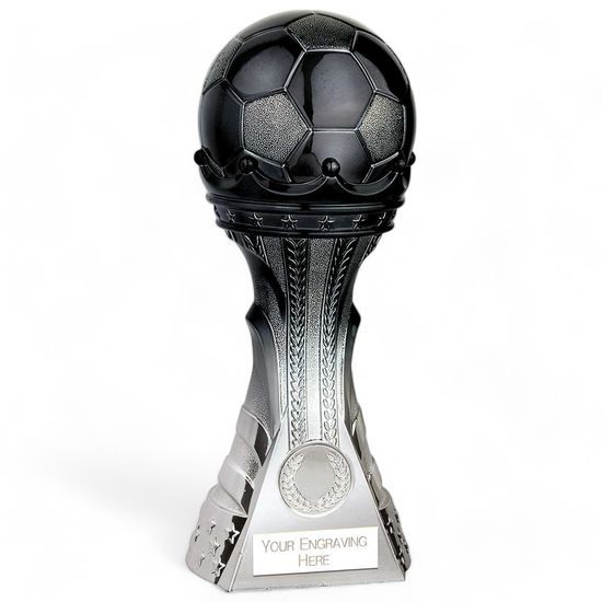 Premier King Heavyweight Silver Football Trophy (FREE CLUB LOGO)