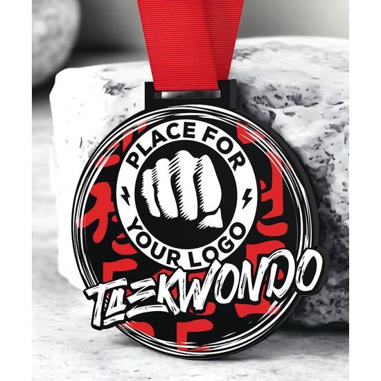Giant Taekwondo Black Acrylic Logo Medal