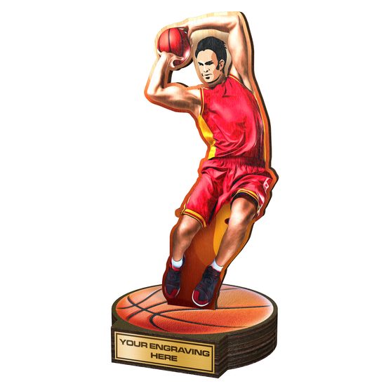 Grove Basketball Action Player Real Wood Trophy