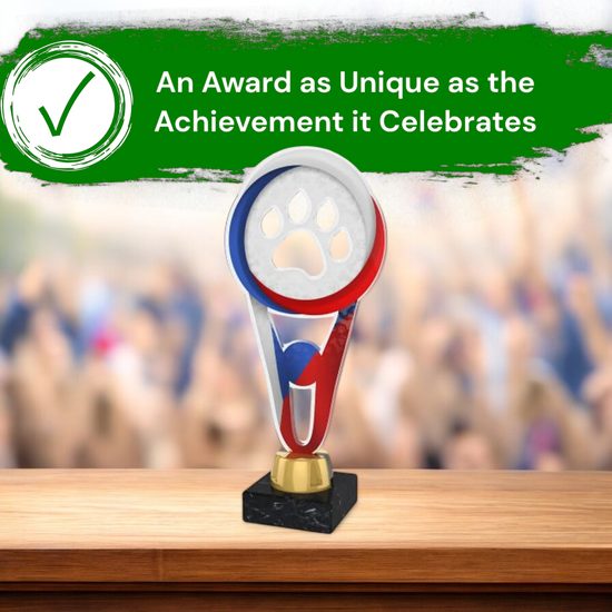 Milan Paw Print Red and Blue Trophy