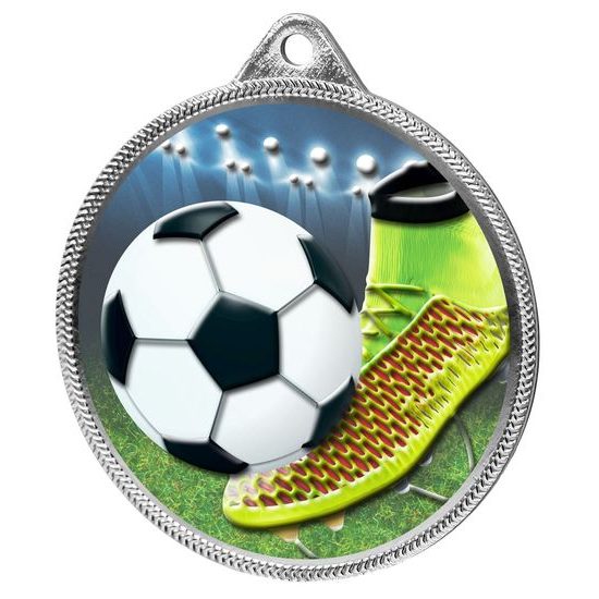 Football Boot and Ball Colour Texture 3D Print Silver Medal