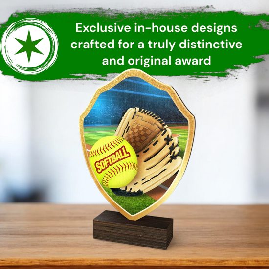 Arden Softball Real Wood Shield Trophy