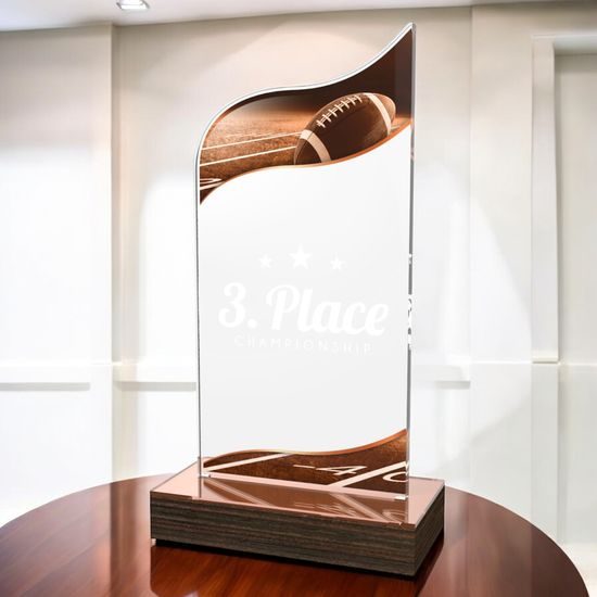 United American Football Acrylic Wood Fusion Trophy