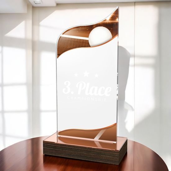United Table Tennis Acrylic Wood Fusion Trophy