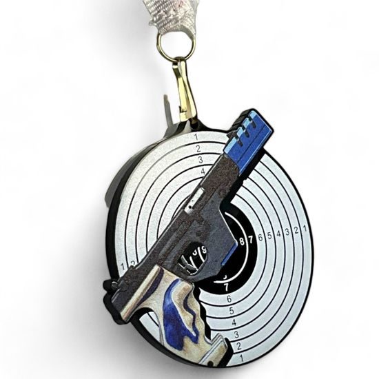 Rincon Colour Pistol Shooting Black Acrylic Medal