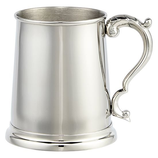 Augustine Glass Bottom 1 Pint Polished Steel Tankard