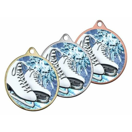 Hercules Texture Print White Ice Skates Medal