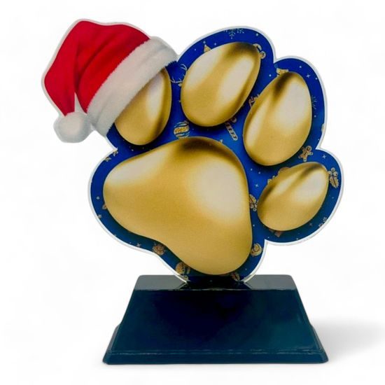 Festive Christmas Blue Dog Paw Trophy