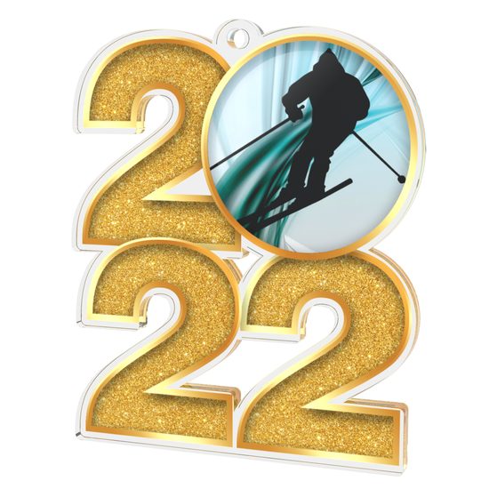 Skiing 2022 Gold Acrylic Medal