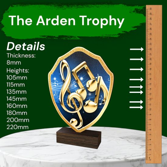 Arden Music Real Wood Shield Trophy