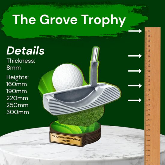 Grove Golf Putter Club Real Wood Trophy