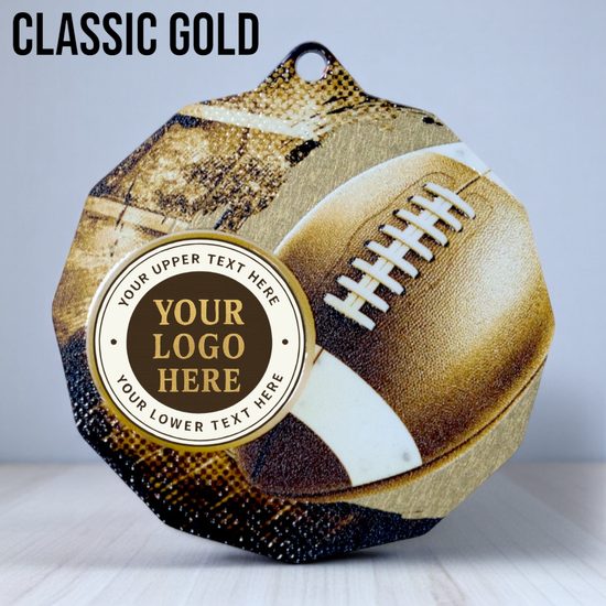 Dodeca American Football Stainless Steel Logo Insert Medal