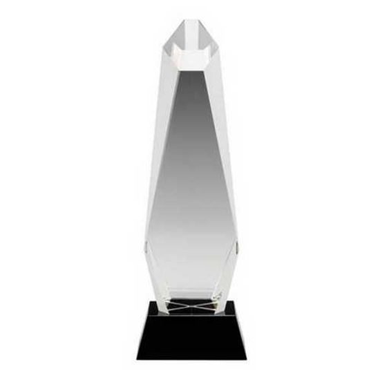 Beta Clear and Black Engraved Crystal Tower Award