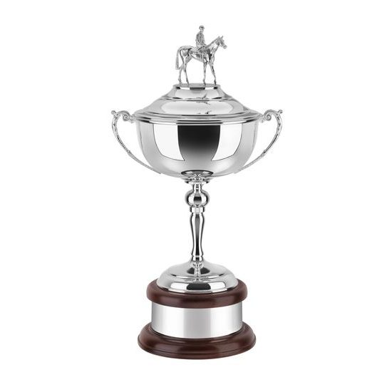 Horse & Jockey Silver Plated Cup with Plinth Band