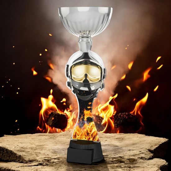 Montreal Firefighter Helmet and Mask Silver Cup Trophy