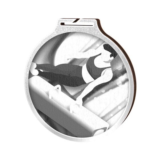 Habitat Classic Male Gymnastics Silver Eco Friendly Wooden Medal