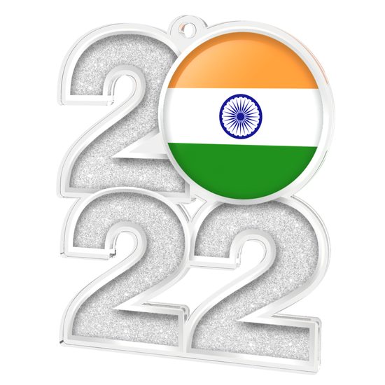 India Flag Silver Acrylic 2022 Medal