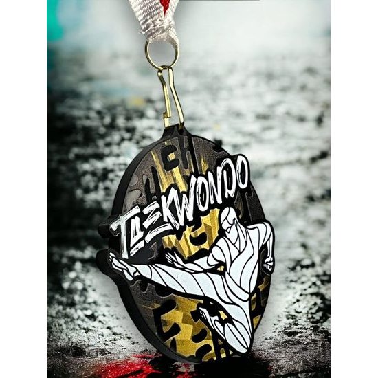Rincon Classic Taekwondo Black Acrylic Medal
