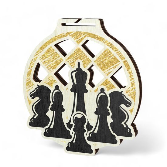 Acacia Chess Gold Eco Friendly Wooden Medal