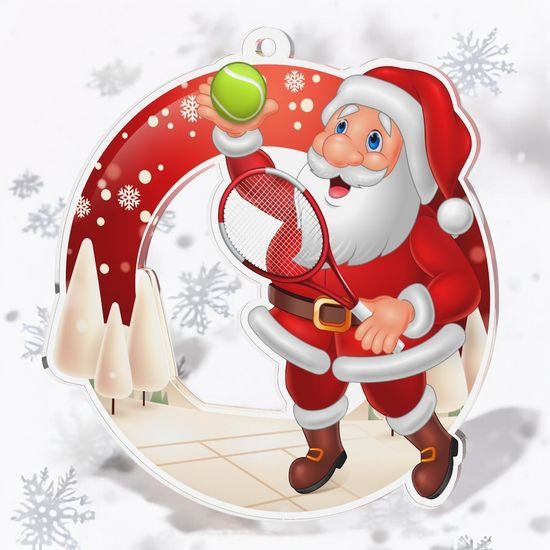 Snowy Father Christmas Tennis Medal