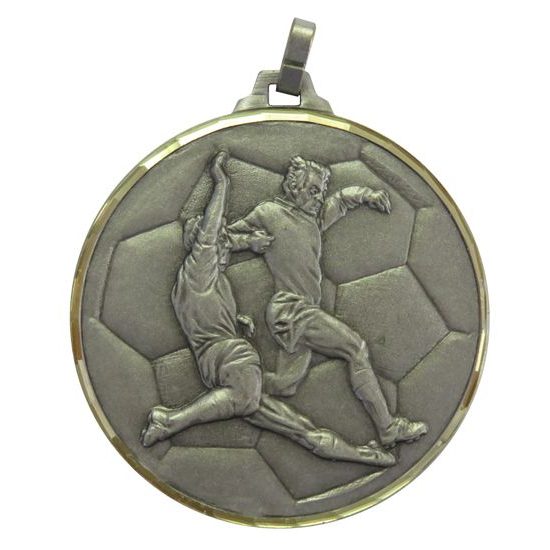 Diamond Edged Football Tackle Silver Medal