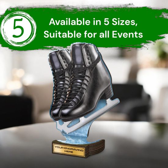 Grove Ice Skating Black Boot Real Wood Trophy