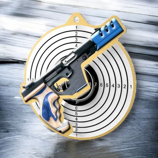 Aurum Pistol Shooting Stainless Steel Medal