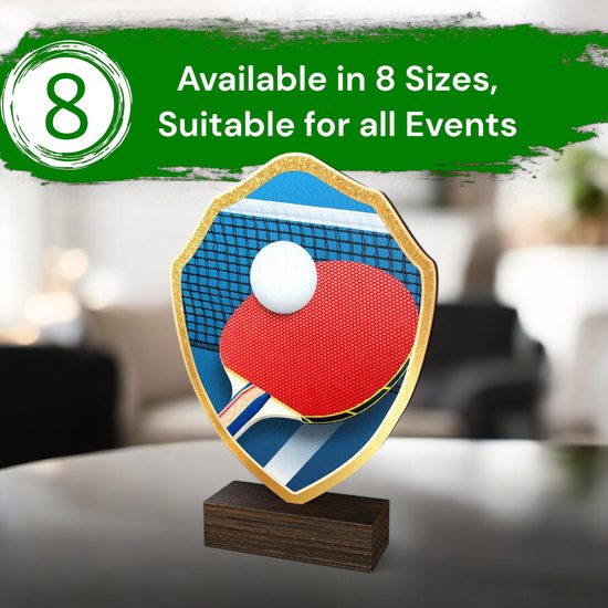 Arden Table Tennis Real Wood Shield Trophy