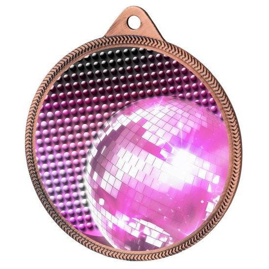Glitterball Dance Pink Texture 3D Print Bronze Medal