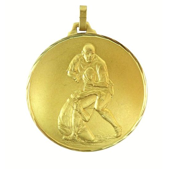 Diamond Edged Rugby Tackle Gold Medal