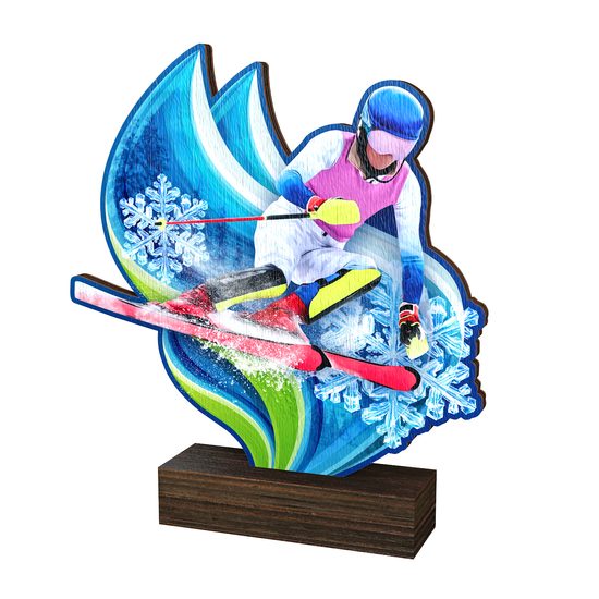 Sierra Downhill Women skiing Real Wood Trophy