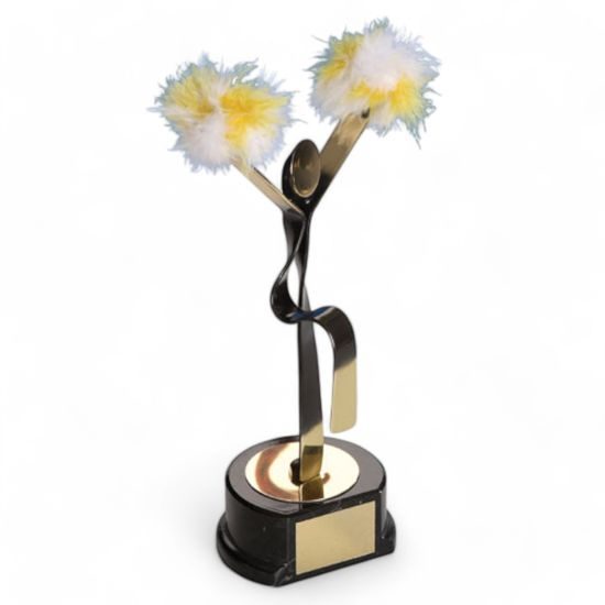 Castille Cheerleader Pom Poms Handmade Metal Trophy