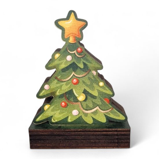 Traditional Christmas Tree Real Wood Decoration (75mm)