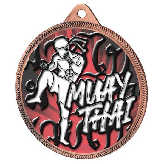 Muay Thai Colour Texture 3D Print Bronze Medal