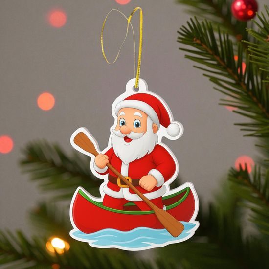Jolly Santa Canoeing Christmas Bauble