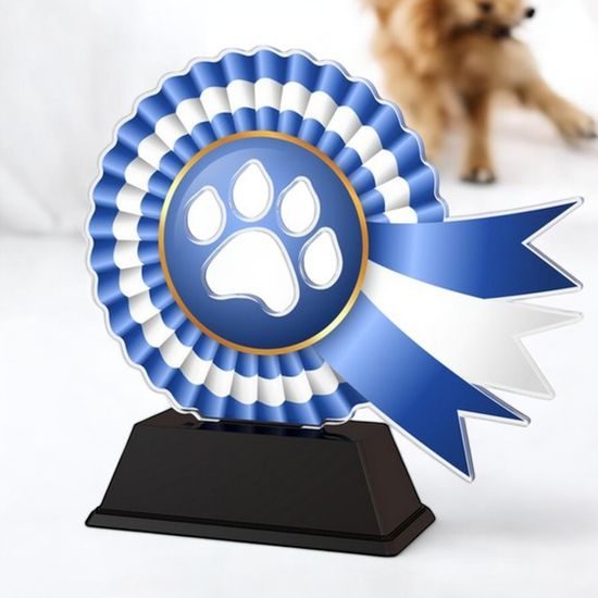 Marley Paw Print Blue Rosette Award