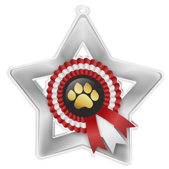 Dog Show Rosette Mini Star Silver Medal