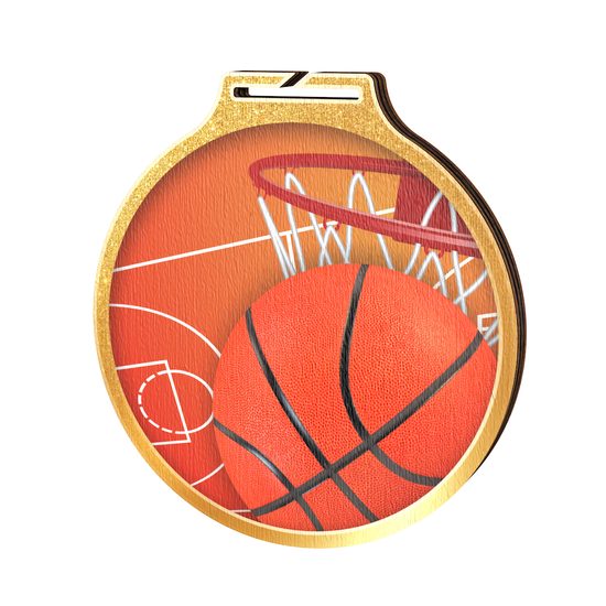 Habitat Basketball Gold Eco Friendly Wooden Medal